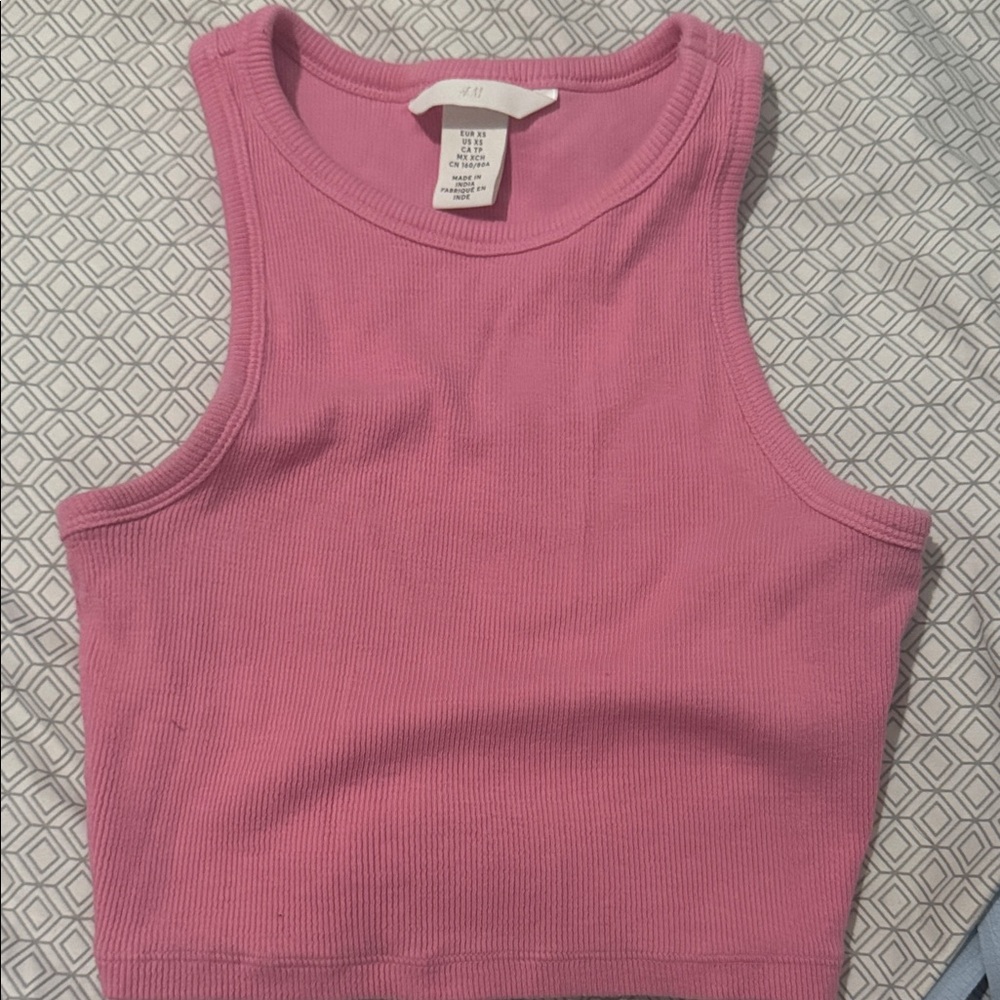 H&M Pink Ribbed Crop Top